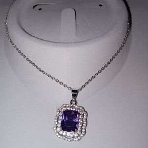 Elegant Silver and Purple Pendant Necklace
